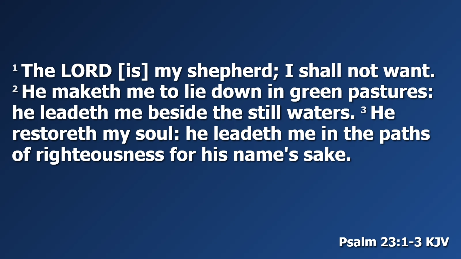 Psalm 23:1-3 on the projector
